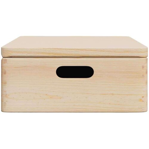  kutija s poklopcem i ručkama 40x30x13 cm puno drvo bor Slike