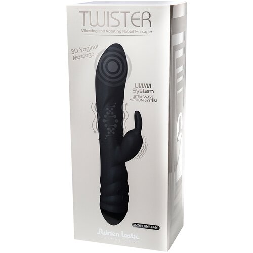 Adrien Lastic Twister Vibrating and Rotating Rabbit Massager Black Slike