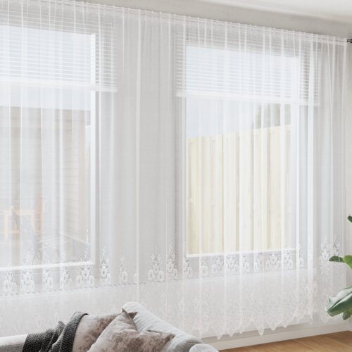 VidaXL Zavjese sa zavjesama Cvjetni Bijelo 1200 x 260 cm Poliester Slike