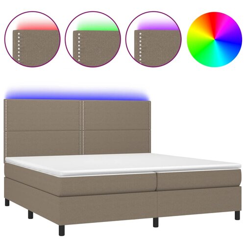vidaXL Box spring postelja z vzmetnico LED taupe 200x200 cm blago, (20896386) Cene