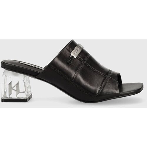 Karl Lagerfeld Usnjeni natikači ICE BLOK ženski, črna barva, KL33603 Slike