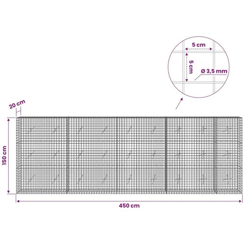  Gabion s žicom debljine 3 5 mm i mrežom 5x5 cm 450x20x150 cm - 20 cm 150 cm 450 cm Slike