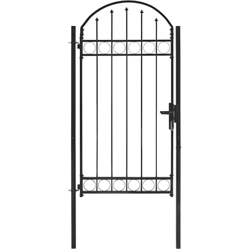vidaXL Vrata za ograjo zaobljena jeklo 100x250 cm črna