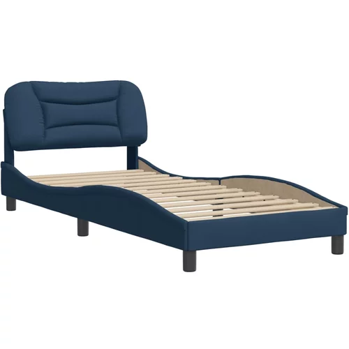 vidaXL Okvir za krevet s uzglavljem plavi 90x190 cm od tkanine