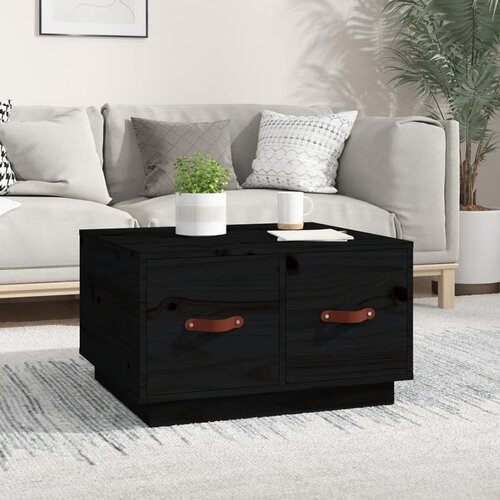The Living Store Klubska mizica črna 60x53x35 cm trdna borovina - Klubska Mizica, (21421402) Slike