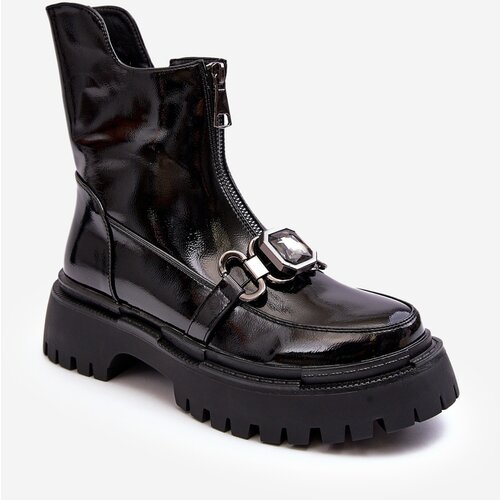 Kesi Women's Patented Zipper Boots D&A Black Cene