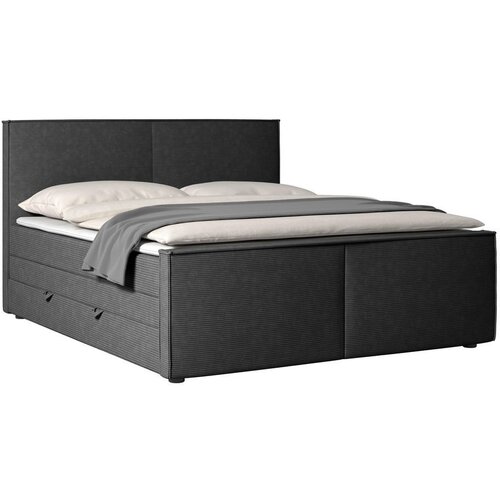 MID.YOU POSTELJA BOXSPRING 180 cm x 200 cm , les, kovina, umetna masa, tekstil, karton, leseni material črna Slike