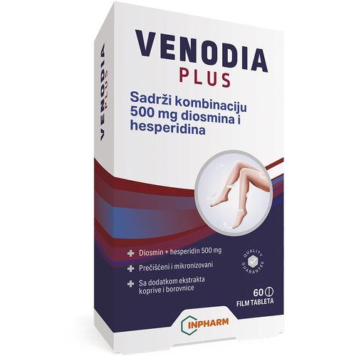 Inpharm Venodia plus kod problema sa cirkulacijom, 60 film tableta Slike