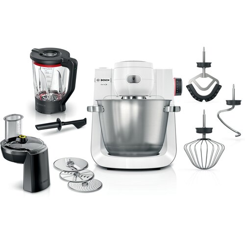 Bosch kuhinjski aparat MUM 6BIJELA-SREBRNA 1600W,5,5L, 7 Brzina, NOVI DIZAJN Cijene