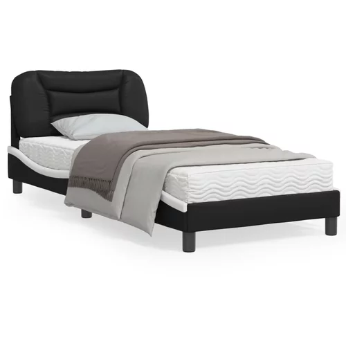 vidaXL Okvir kreveta s uzglavljem crno-bijeli 90 x 200 cm umjetna koža