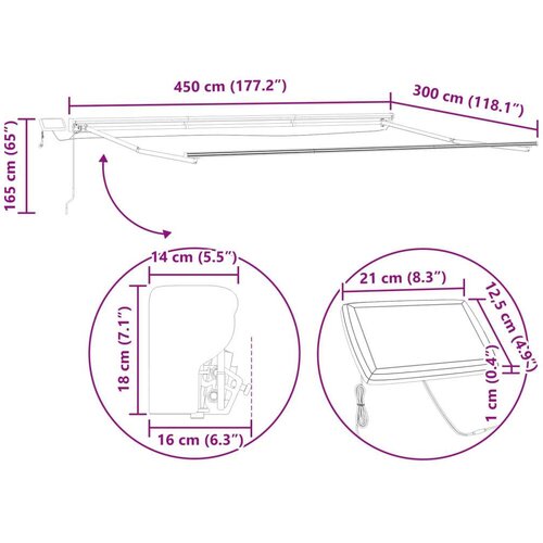 Ročno senčilo s LED-ji Modra in bela 4,5 &amp;times; 3 m, (5000204679) Slike