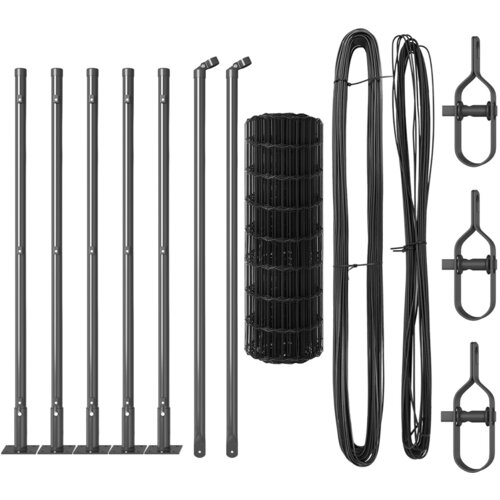 VidaXL Euro ograja s 7 stebri z obrobami 0.6x10 m Galvanizirano jeklo Slike