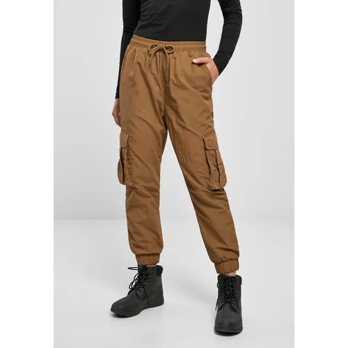 Urban Classics Women's Wavy Nylon Cargo Trousers with High Waist in the Middle