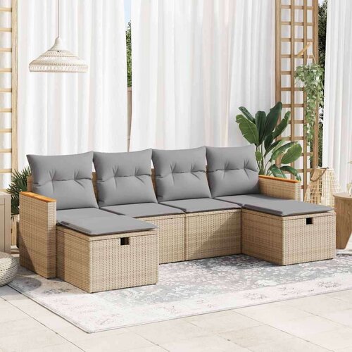 vidaXL 6-dijelni set vrtnih sofa s jastucima bež od poliratana Cijene