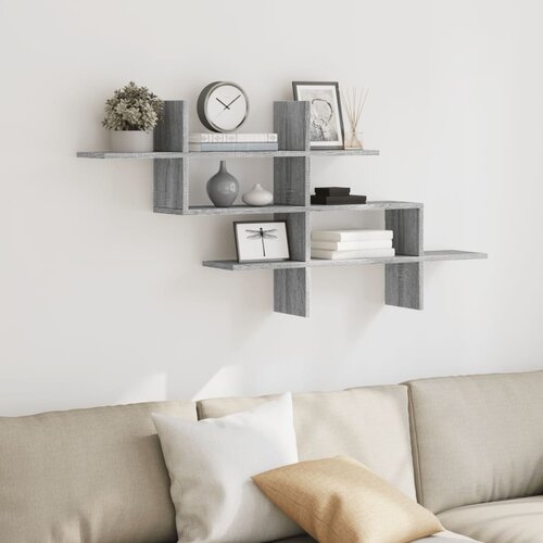  Zidna polica boja hrasta 124,5x18x60,5 cm konstruirano drvo Slike