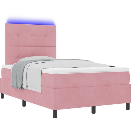 vidaXL LED Box Spring Krevet s madracem Ružičasta 120 x 190 cm tkanina - Ružičasta 120 x 190 cm S gumbima Cene