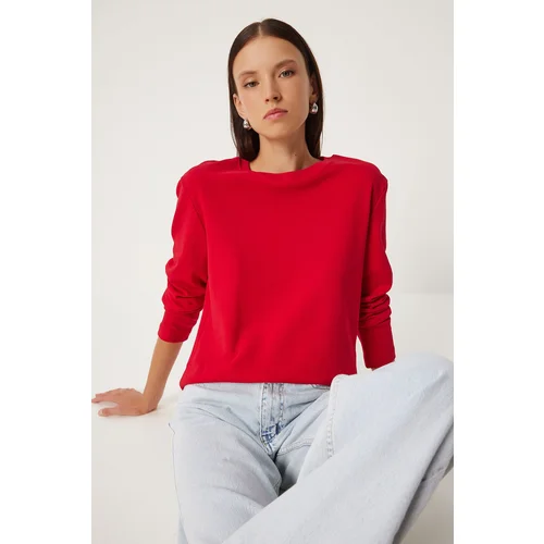 Happiness İstanbul Women's Red Cotton Basic Knitted Blouse