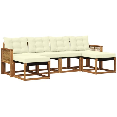 vidaXL Zunanja garnitura za sedenje z blazino 6 pcs Naravna in smetana, (5000281932) Cene
