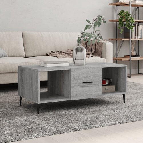 VidaXL Klubska mizica siva sonoma 102x50x40 cm inženirski les Slike