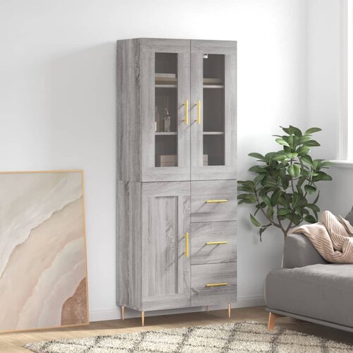  The Living Store Visoka komoda siva sonoma 69,5x34x180 cm inženirski les - Visoka Omarica, (21450301) Slike