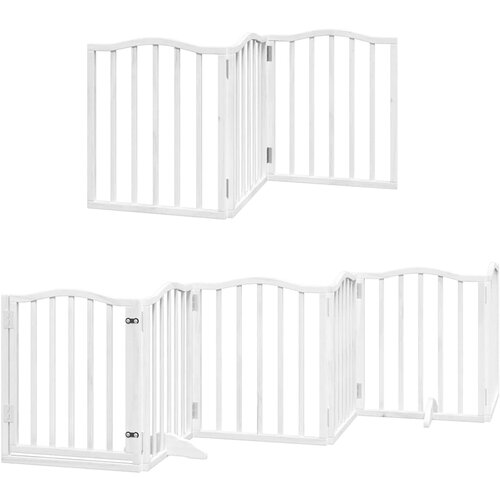  Vrata za pse s vrata&amp;scaron;cima 12 panela sklopiva 600 cm drvo topole Bijela 50 x 60 x 2 cm Slike