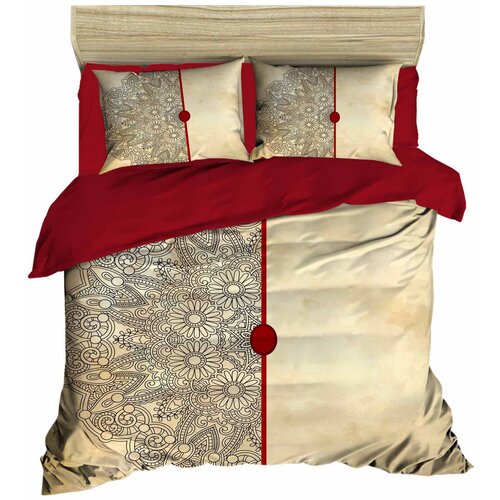  465 redbeigegrey double quilt cover set Cene