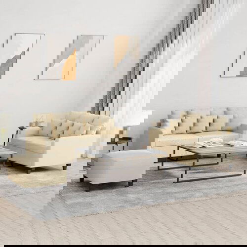 VidaXL 3-dijelni set sofa s jastucima krem od tkanine Slike