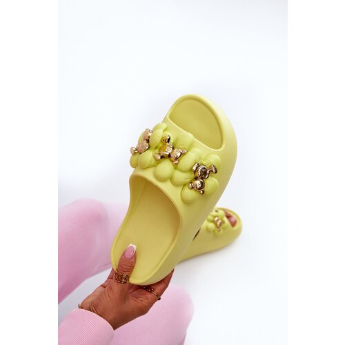 Boto Women's Foam Slippers With Decorations On Thick Sole Lime Bremavia Cene