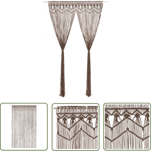  The Living Store Zavesa makrame taupe 140x240 cm bombaž - Zavesa, (21744262) Cene