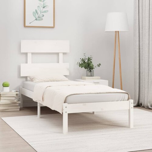 The Living Store Posteljni okvir bel iz trdnega lesa 100x200 cm - Posteljni Okvir, (21523956) Slike