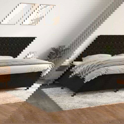  Box spring postelja z vzmetnico črna 200x200 cm žamet, (20761035) Slike