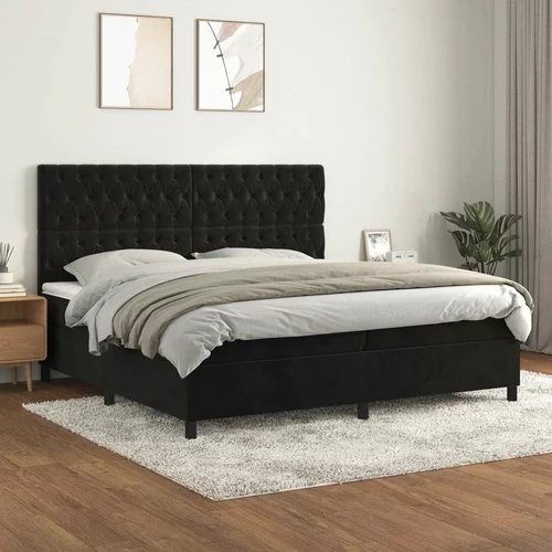  Box spring postelja z vzmetnico črna 200x200 cm žamet, (20761035)