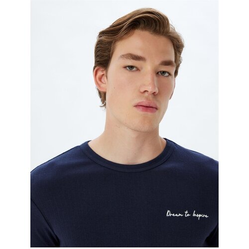 Koton Herren T-Shirt Mit Slogan Print – 100% Baumwolle, Kurzarm, Crew Neck, Größe L, Schwarz