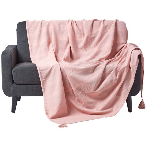 HOMESCAPES Bombažna odeja Rajput Ribbed Pink, 150x200 cm, (20749817) Cene