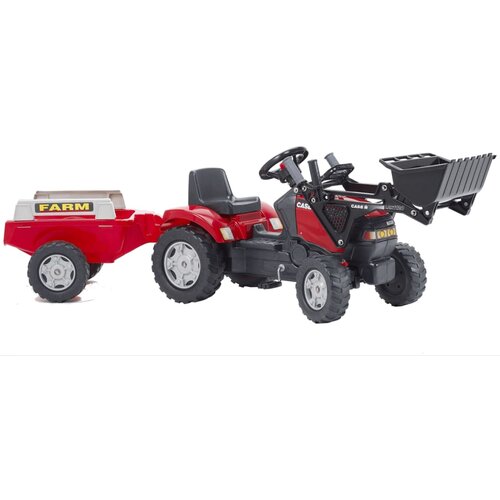 Falk Otro&amp;scaron;ki traktor na pedala Case s kopačem in prikolico rdeče barve, (21315058) Slike