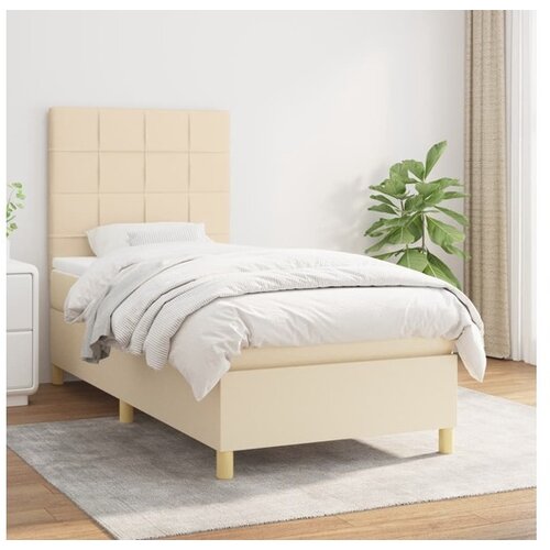  Krevet s oprugama i madracem krem 90 x 190 cm od tkanine Cene