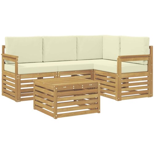  Set vanjskih sofa 5 pcs Bijela i krem 59 x 59 x 37 cm Poliester Slike