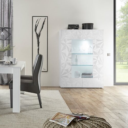 LC Mobili Moderna bela vitrina z 2 steklenima vratoma 121x166cm PRISMA 209099-06 Cene