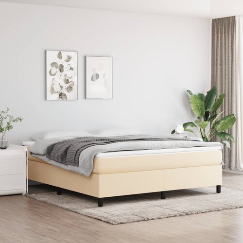  Okvir za krevet s oprugom krem 180 x 200 cm od tkanine Slike