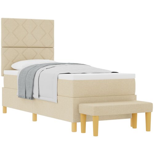 VidaXL Vzmetna postelja z vzmetnico in klopjo krem 80x200 cm tkanina, (22083274) Slike