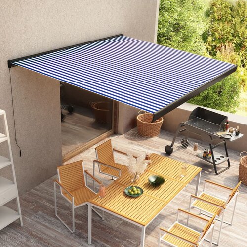 vidaXL Ročno zložljiva kasetna tenda 350x250 cm modra in bela Cene