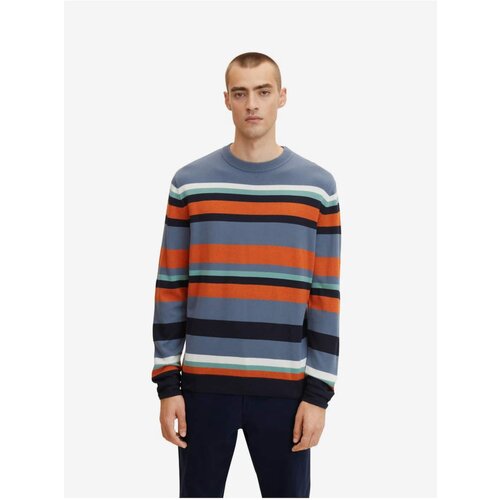 Tom Tailor Orange-Blue Men's Striped Sweater - Men's Cene