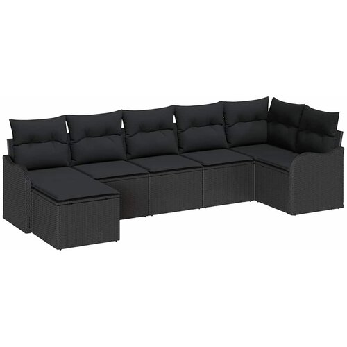  Sjedeća garnitura za vrt 7 kom. Crna poliratan 287,5 x 122,5 x 69 cm Slike