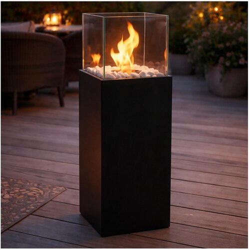 BIO kamin ALICANTE, 26,5 x 80,5 cm, 2 kW, crne boje + za&scaron;titni poklopac Cene