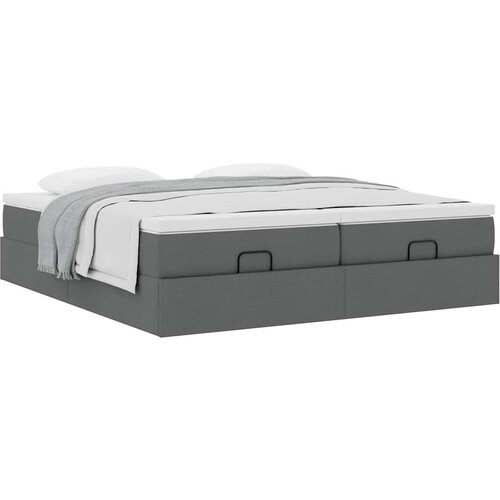 VidaXL otomanski okvir kreveta s madracima tamnosivi 200x200cm tkanine Slike