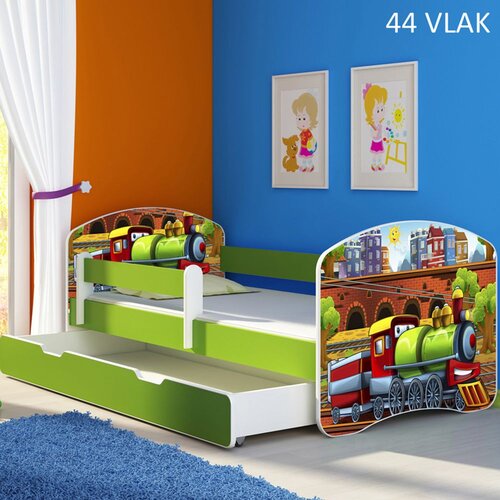 ACMA Dječji krevet s motivom, bočna zelena + ladica 180x80 cm - 44 Vlak Cene