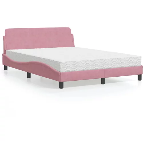 Krevet s madracem ružičasti 140x200 cm baršunasti