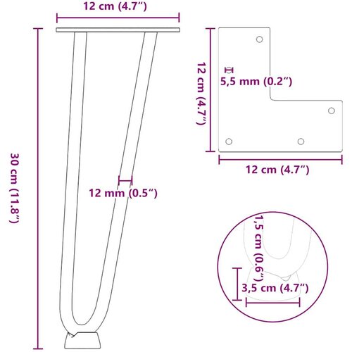  noge za ukosnice za stolić za kavu 4 kom 30 cm puni čelik Slike