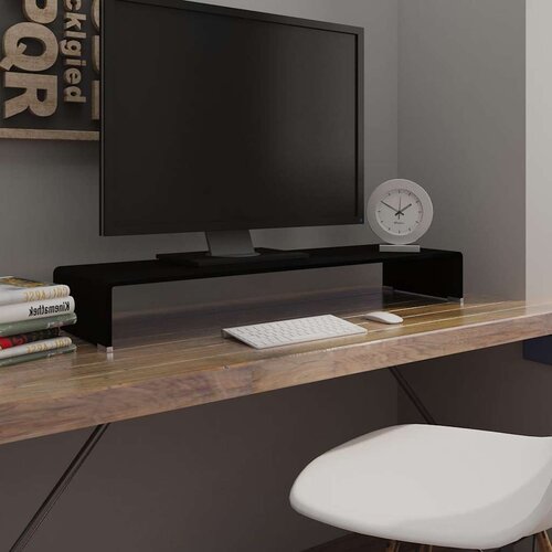  Stalak za TV /Monitor Prozirno Staklo Crni 100x30x13 cm Cijene