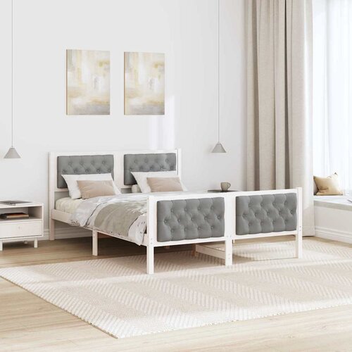  Krevetna konstrukcija s uzglavljem Svijetlo siva 140 x 200 cm Bijela Slike